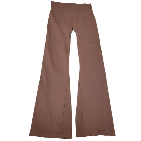 OQQ Ribbed Flare Leggings Brown Size Large - Picture 1 of 3